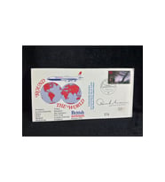 Uçak temalı İlk Gün Zarfı Flown Round The World British Airtours Frankfurt, London Hong Kong Signed