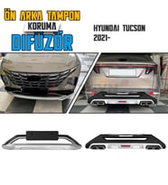 S-Dizayn Hyundai Tucson Ön ve Arka Tampon Koruma Difüzör Seti 2021 Üzeri A+ Kalite (Karışık)