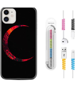 Apple iPhone 11 12 13 Mini Kılıf Kablo Koruma Spiral Silikon Red Moons 1747