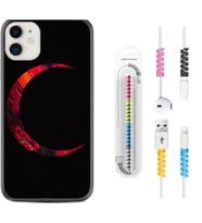 Apple iPhone 11 12 13 Mini Kılıf Kablo Koruma Spiral Silikon Red Moons 1747