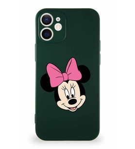 Apple iPhone 12 Mini Soft Premier Kapak Minnie Mouse-C Tasarımlı Silikon Kılıf - Yeşil (Şeffaf)