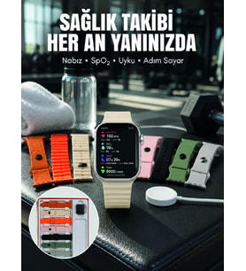 7'li Kordon Setli Akıllı Saat Bluetooth Görüşme Bildirim Destekli Çok Fonksiyonlu Smart Watch