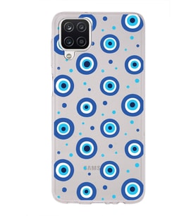 PrintiFy Samsung Galaxy A12 ile Uyumlu 1mm Slim Fit Nazar Boncuğu 1 Baskılı Şeffaf  Kılıf