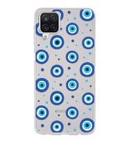 PrintiFy Samsung Galaxy A12 ile Uyumlu 1mm Slim Fit Nazar Boncuğu 1 Baskılı Şeffaf  Kılıf