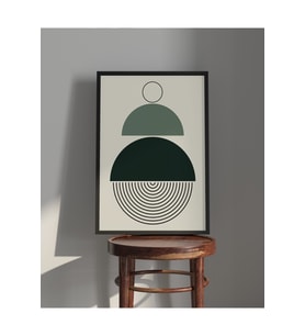 Tablo  Ahşap Çerçeveli Tablo  Çerçeveli Poster  Soyut Yarım Daireler ,Soyut Tablo
