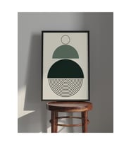 Tablo  Ahşap Çerçeveli Tablo  Çerçeveli Poster  Soyut Yarım Daireler ,Soyut Tablo (Karışık)