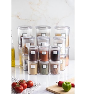 18'Li Barok Yuvarlak 3 Boy Kavanoz Seti & Saklama Kabı & Erzak Kabı (6*2000 Ml, 6*1000 Ml ,6*500 Ml