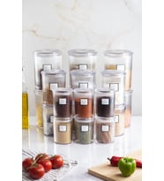 18'Li Barok Yuvarlak 3 Boy Kavanoz Seti & Saklama Kabı & Erzak Kabı (6*2000 Ml, 6*1000 Ml ,6*500 Ml