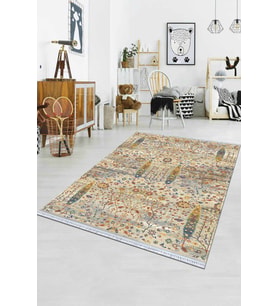 Çok Renkli Vintage Dokuma Pamuk Taban Kaymaz Kilim KLM129