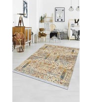 Çok Renkli Vintage Dokuma Pamuk Taban Kaymaz Kilim KLM129