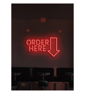 ORDER HERE Yazılı ve Şekilli Neon Tabela