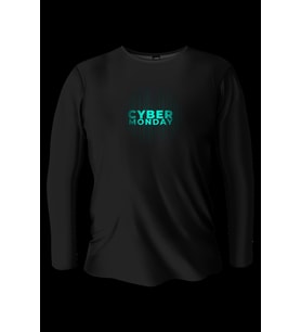Cyber Monday Baskılı Uzun Kollu Bisiklet Yaka Erkek Siyah T-Shirt