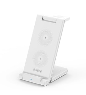 Duzzona 15W Katlanır 3 in 1 Telefon Kulaklık Saat Kablosuz Şarj Standı-(5775) - SSSSSS3336-3976