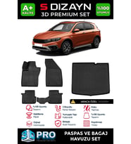 S-Dizayn Fiat Egea Cross 3D Pro Havuzlu Paspas ve Bagaj Havuzu Seti (2'li SET) 2020 Üzeri A+ Kalite