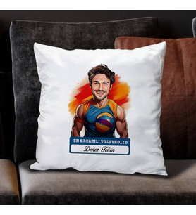 Kişiye Özel Hediye Karikatürlü En Başarılı Erkek Voleybolcu Yastık