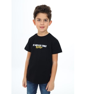 Toontoy Erkek Çocuk Positive  Baskılı Tişört (Siyah)