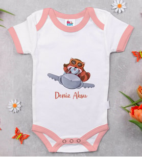 BK Kids Kişiye Özel Pembe Bebek Body Zıbın - Model 185
