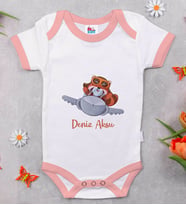 BK Kids Kişiye Özel Pembe Bebek Body Zıbın - Model 185