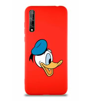 Huawei Y8P Soft Premier Kapak Donald Duck-F Tasarımlı Silikon Kılıf - Kırmızı (Şeffaf)