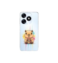 Tecno Spark 10C ile Uyumlu Splash Kapibara Tasarımlı Şeffaf Silikon Kılıf