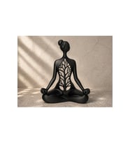 Meditasyon Yapan Yogi Heykeli – 18 CM Yoga Biblo Ağaç Detaylı, Hediyelik