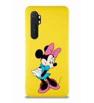 Xiaomi Mi Note 10 Lite Soft Premier Kapak Minnie Mouse-F Tasarımlı Silikon Kılıf - Sarı (Şeffaf)
