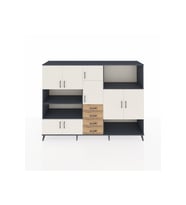 Hyperion Dolap 10 Raflı 4 Çekmeceli 8 Kapaklı 220x44x163 Antrasit-Aytaşı/Çam