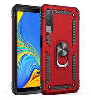 Galaxy A7 2018 Kılıf Yüzüklü Zırh Tank Vega (Kırmızı)