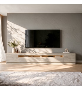 Arya T008 LED Işıklı Modern TV Sehpası Seti - 4 Kapaklı, 240 cm