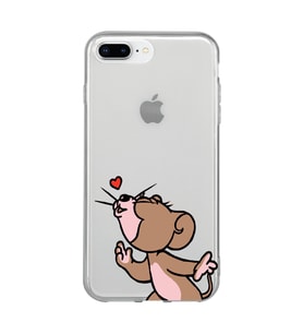 Iphone 7 Plus / 8 Plus Uyumlu Tom ve Jerry Öpücük Desenli Şeffaf Telefon Kılıfı