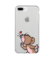 Iphone 7 Plus / 8 Plus Uyumlu Tom ve Jerry Öpücük Desenli Şeffaf Telefon Kılıfı