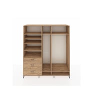 Kronos Dolap 9 Raflı 3 Çekmeceli 3 Askılı 220x59x243 Çam-Çam/Çam