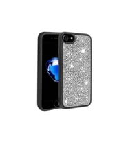 Apple iPhone SE 2022 Uyumlu Kılıf Parlak Taşlı Tasarım Zore Ston Kapak (Siyah)