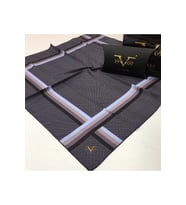 Geometrik Desen Black Seri Twill Eşarp Eşarp Askısı ile Birlikte 90x90 cm İNDİGO
