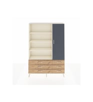 Arges Dolap 8 Raflı 6 Çekmeceli Tek Kapaklı  132x30x195 Aytaşı-Antrasit/Çam
