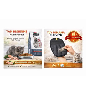Decent Tavuklu Yetişkin Kedi Maması 15 KG + Karamel Pet Tüy Toplama Eldiveni HEDİYE