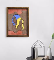 BK Home Woman Line Tasarımlı Doğal Masif Ahşap Çerçeveli Tablo 45x65cm-3