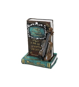 Kitap ve Keman Tasarımlı Biblo Kumbara - Vintage Model - Dekoratif Obje