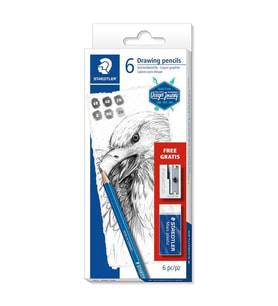Staedtler Mars Lumograph Dereceli Kalem 6 Kalem + Silgi + Kalemtraş Set 