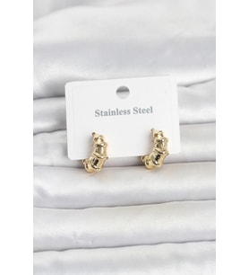 316L Çelik Gold Renk Halka Model Kadın Küpe 5886