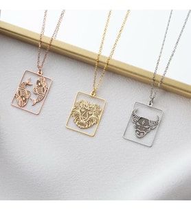 Kişiye Özel 925 Ayar Gümüş Burç Kolye (Gold)