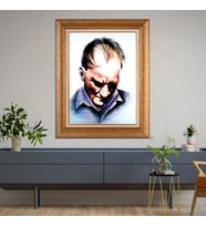 Altın Paspartulu Atatürk  Çerçeveli Tablo C330 (Gold)