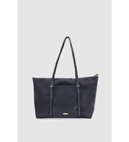 Velie Paraşüt Kumaş Şeritli Shopper Çanta Siyah