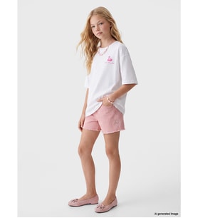 LCW Kids Pembe Taş İşlemeli Kız Çocuk Jean Şort