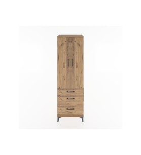 Hyperion Dolap 4 Raflı 3 Çekmeceli 2 Kapaklı 60x44x195 Çam-Çam