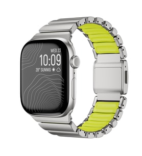 Apple Watch 44mm Uyumlu Zore KRD-149 Metal Silikon Kordon (Gri - Yeşil)