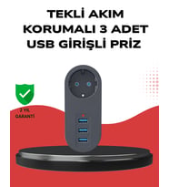 Isıya Dayanıklı 3 Usb Portlu Güvenlikli Priz - Akıllı Enerji Yönetimi