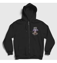 Presmono Unisex Siyah Poster King Diamond Fermuarlı Kapüşonlu Sweatshirt 486757tt