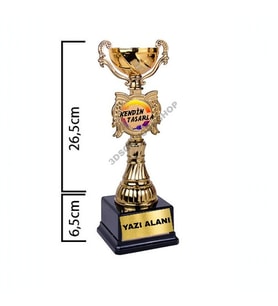Kişiselleştirilebilir Kelebek Temalı Ödül Kupası 1 Adet 33cm (Not Yazılabilir)