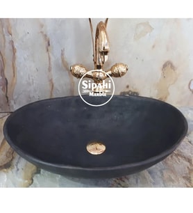 Sipahi Marble Bazalt Siyah Derin Kayık Lavabo